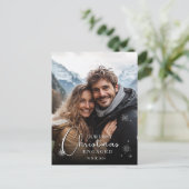 初めてのクリスマス婚約したハッピーカップル写真 ポストカード (スタンド正面)
