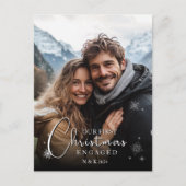 初めてのクリスマス婚約したハッピーカップル写真 ポストカード (正面)