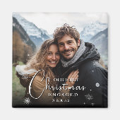 初めてのクリスマス婚約したハッピーカップル写真 マグネット (正面)