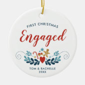 初めてのクリスマス婚約したパーソナライズされたクラシッククリスマス セラミックオーナメント (正面)