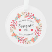 初めてのクリスマス婚約したパーソナライズされた2024 オーナメント (正面)