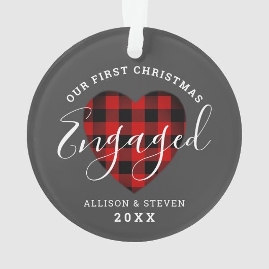 初めてのクリスマス婚約したパーソナライズされた オーナメント (裏面)