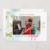 初めてのクリスマス婚約したフォトクモダンリスマス シーズンカード (正面/裏面)