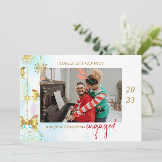 初めてのクリスマス婚約したフォトクモダンリスマス シーズンカード (スタンド正面)