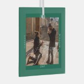 初めてのクリスマス婚約したフォトグリーン ガラスオーナメント (正面右)