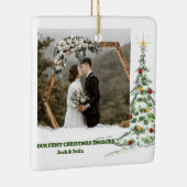 初めてのクリスマス婚約したフォトセラミックスオーナメント セラミックオーナメント (右)