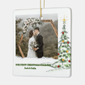 初めてのクリスマス婚約したフォトセラミックスオーナメント セラミックオーナメント (左)
