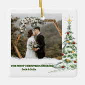 初めてのクリスマス婚約したフォトセラミックスオーナメント セラミックオーナメント (正面)