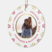 初めてのクリスマス婚約したフォトフェスティバル休日 セラミックオーナメント (左)