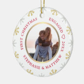 初めてのクリスマス婚約したフォトホリデー セラミックオーナメント (左)