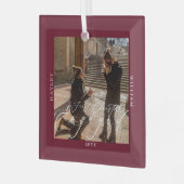 初めてのクリスマス婚約したフォトポートワイン ガラスオーナメント (正面左)