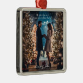 初めてのクリスマス婚約したフォトミニマルモダンリスト メタルオーナメント (右)