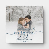 初めてのクリスマス婚約したフォトメタリックブルースクリプト フォトプラーク (正面)