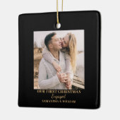 初めてのクリスマス婚約したフォト名オーナメント セラミックオーナメント (左)