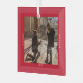 初めてのクリスマス婚約したフォト赤 ガラスオーナメント (正面左)