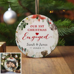 初めてのクリスマス婚約したフローラリース写真 セラミックオーナメント<br><div class="desc">*****写真を忘れ後ろにアップお気に入りのロードしない。写真もしの配置は必要なく、デザインツール*****を使用して削除できま祝す。このポインセチアフローラリース写真オーナメントを使用して初めてのクリスマスを削除す婚約したる。クリスマスツリーお気に入りのにフェスティバルのアクセントを与えるこの優雅なデザインに写真と文字を追加する。個性を自分だけの簡単にするのが好きだ。</div>