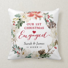 初めてのクリスマス婚約したフローラリース クッション