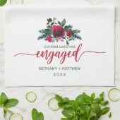 初めてのクリスマス婚約したフローラレッドローズ キッチンタオル (折り畳み)