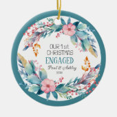 初めてのクリスマス婚約したフローラ撮影日 セラミックオーナメント (正面)