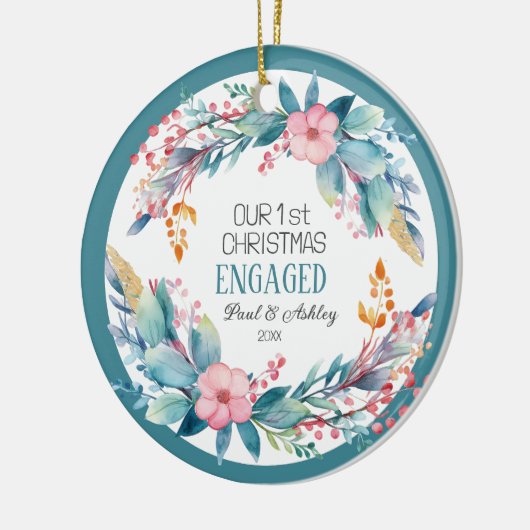 初めてのクリスマス婚約したフローラ撮影日 セラミックオーナメント (左)