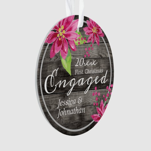 初めてのクリスマス婚約したフローラ オーナメント (正面)