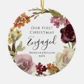 初めてのクリスマス婚約したフローラ セラミックオーナメント (正面)