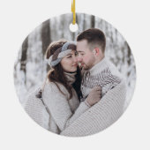 初めてのクリスマス婚約したプレ結婚ポインセチア セラミックオーナメント (裏面)