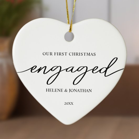 初めてのクリスマス婚約したミニマルエレガント休日 セラミックオーナメント