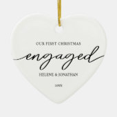 初めてのクリスマス婚約したミニマルエレガント休日 セラミックオーナメント (正面)