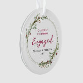 初めてのクリスマス婚約したミニマルリース写真 オーナメント (正面)