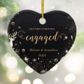 初めてのクリスマス婚約したモダンエレガントユニーク金ゴールド セラミックオーナメント