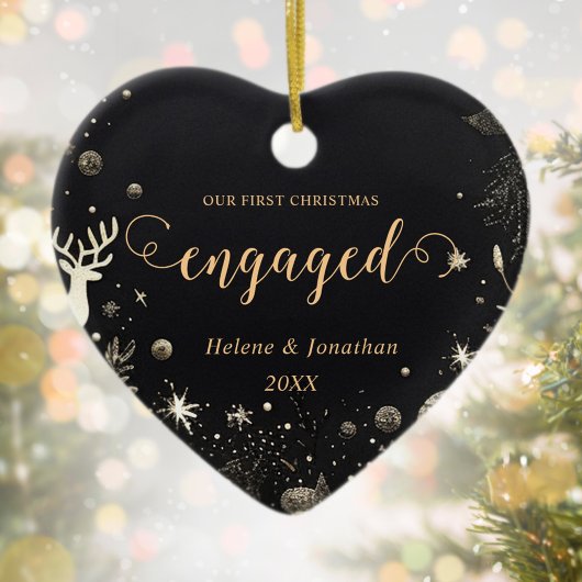 初めてのクリスマス婚約したモダンエレガントユニーク金ゴールド セラミックオーナメント
