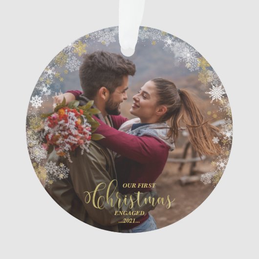 初めてのクリスマス婚約したリースギルド婚約 オーナメント (正面)