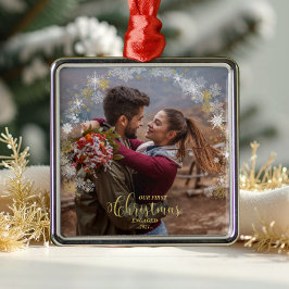 初めてのクリスマス婚約したリースギルド婚約 メタルオーナメント