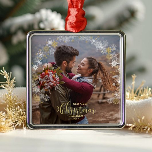 初めてのクリスマス婚約したリースギルド婚約 メタルオーナメント