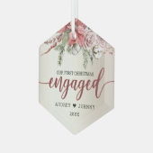 初めてのクリスマス婚約したレッドポインセチアバラフローラ ガラスオーナメント (正面左)