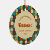 初めてのクリスマス婚約したヴィンテージパズル写真 セラミックオーナメント (右)