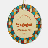 初めてのクリスマス婚約したヴィンテージパズル写真 セラミックオーナメント (左)