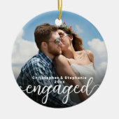 初めてのクリスマス婚約した両面写真 セラミックオーナメント (正面)