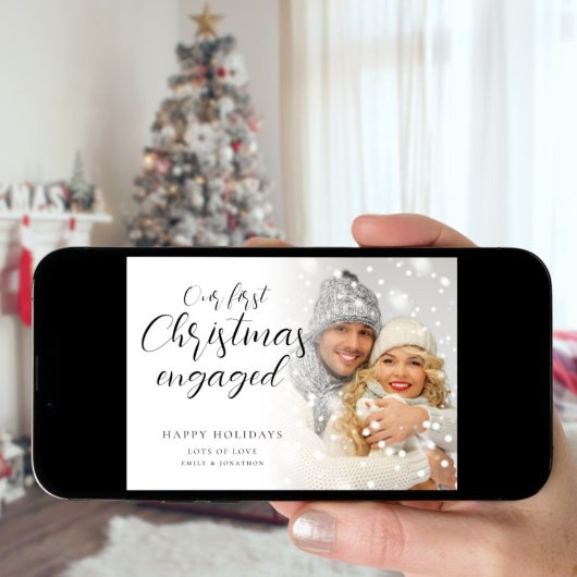 初めてのクリスマス婚約した写真の書道 シーズンカード