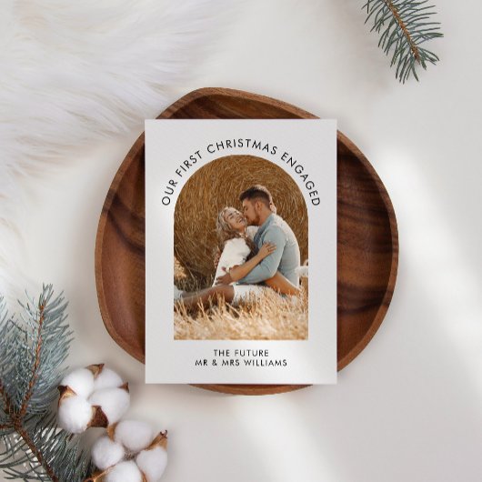 初めてのクリスマス婚約した写真クリスマス シーズンカード