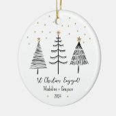 初めてのクリスマス婚約した写真クリスマス セラミックオーナメント (左)