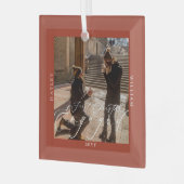 初めてのクリスマス婚約した写真テラコッタ ガラスオーナメント (正面左)