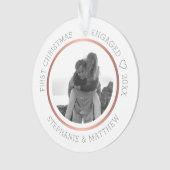 初めてのクリスマス婚約した写真モダンエレガント オーナメント (正面)