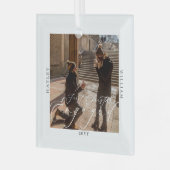 初めてのクリスマス婚約した写真 ガラスオーナメント (正面左)