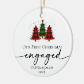 初めてのクリスマス婚約した写真 セラミックオーナメント (左)