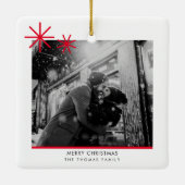 初めてのクリスマス婚約した写真 セラミックオーナメント (裏面)