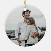 初めてのクリスマス婚約した写真 セラミックオーナメント (裏面)