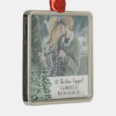 初めてのクリスマス婚約した写真 メタルオーナメント (右)