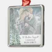 初めてのクリスマス婚約した写真 メタルオーナメント (左)